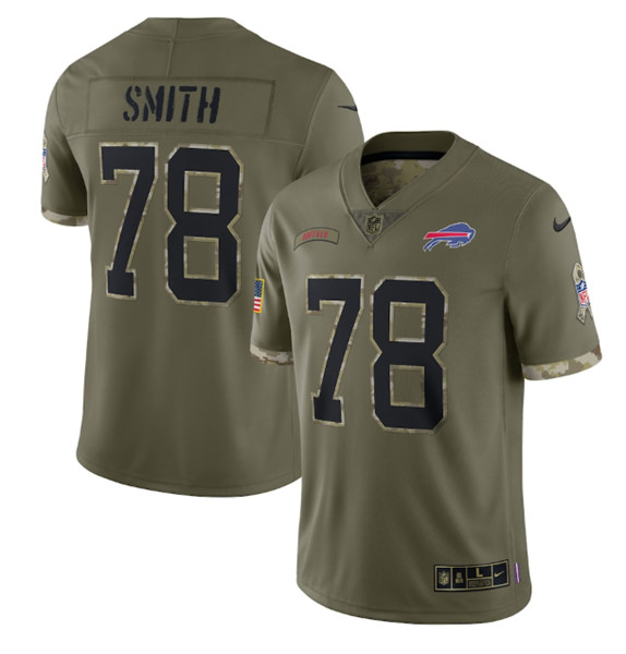 Men's Buffalo Bills #78 Bruce Smith 2022 Olive Salute To Service Limited Stitched Jersey - Puhuasuan