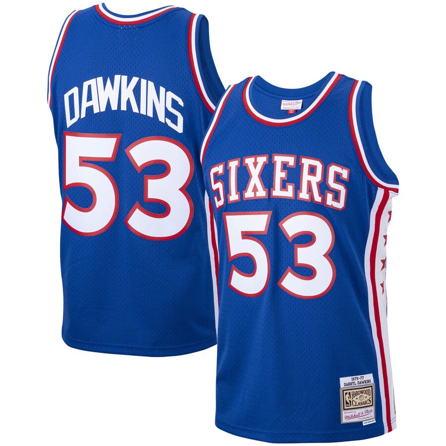 Men's Philadelphia 76ers Darryl Dawkins Mitchell & Ness Royal 1976/77 Hardwood Classics Swingman Jersey - Puhuasuan