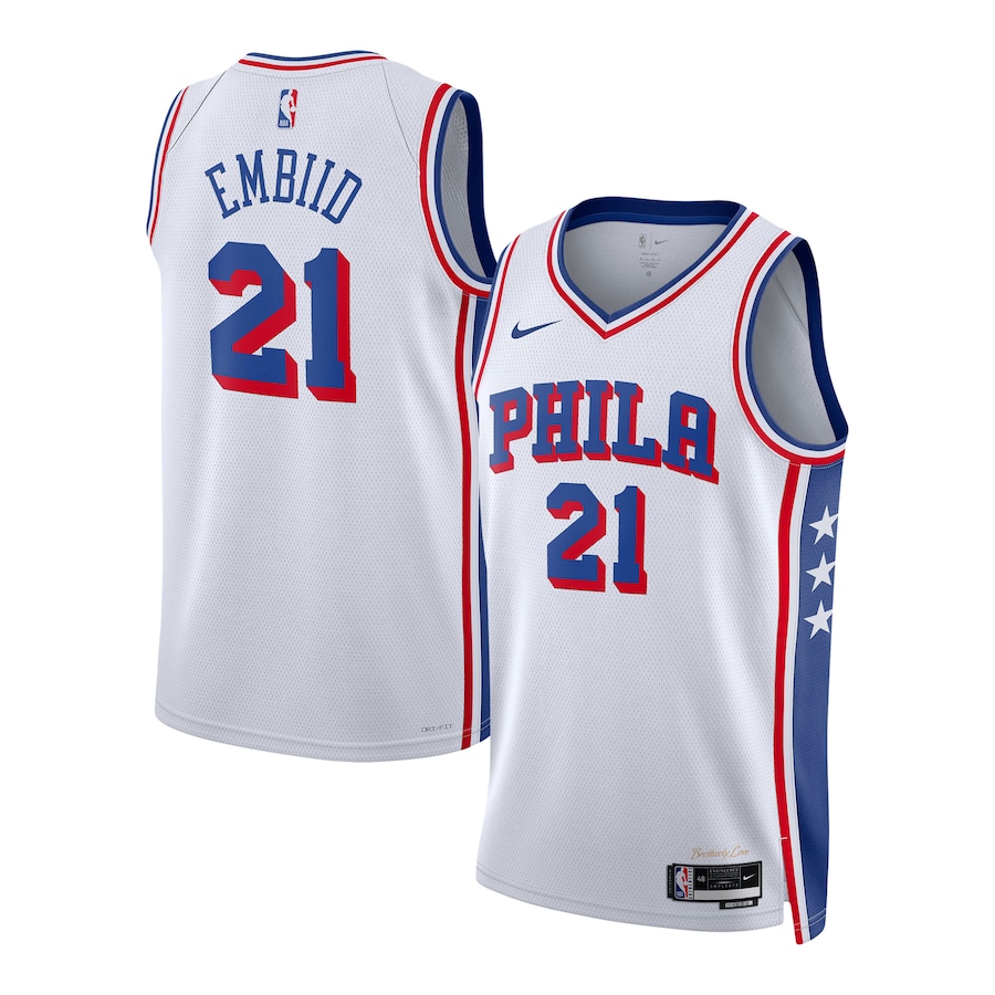Youth Philadelphia 76ers Joel Embiid Nike White Swingman Jersey - Association Edition - Puhuasuan