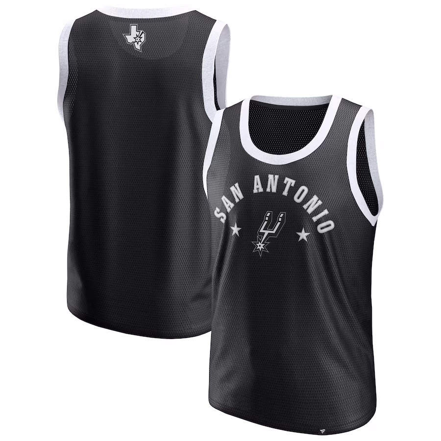 Men's San Antonio Spurs  Fanatics Black Mesh Tank Top - Puhuasuan