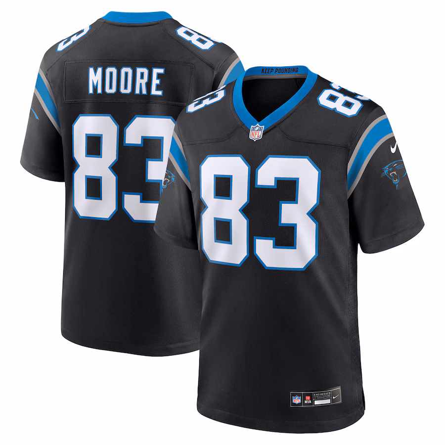 Men's Carolina Panthers David Moore Nike Black Game Jersey - Puhuasuan