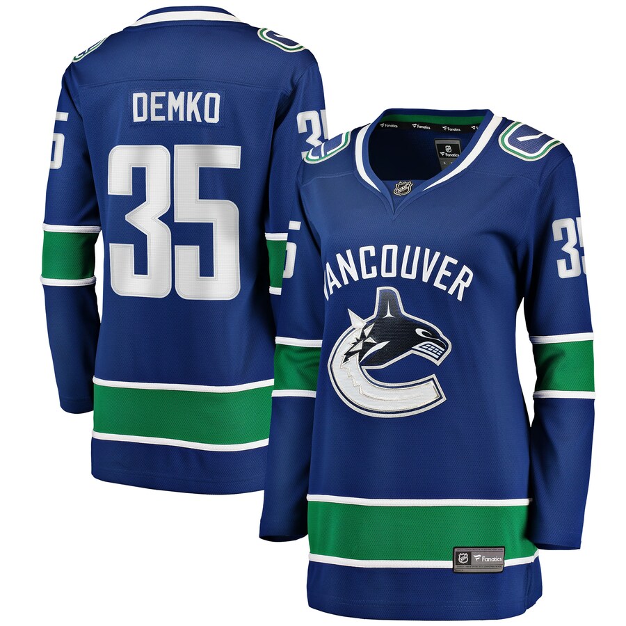 Women's Vancouver Canucks Thatcher Demko Fanatics Branded Blue Home Breakaway Player Jersey - Puhuasuan