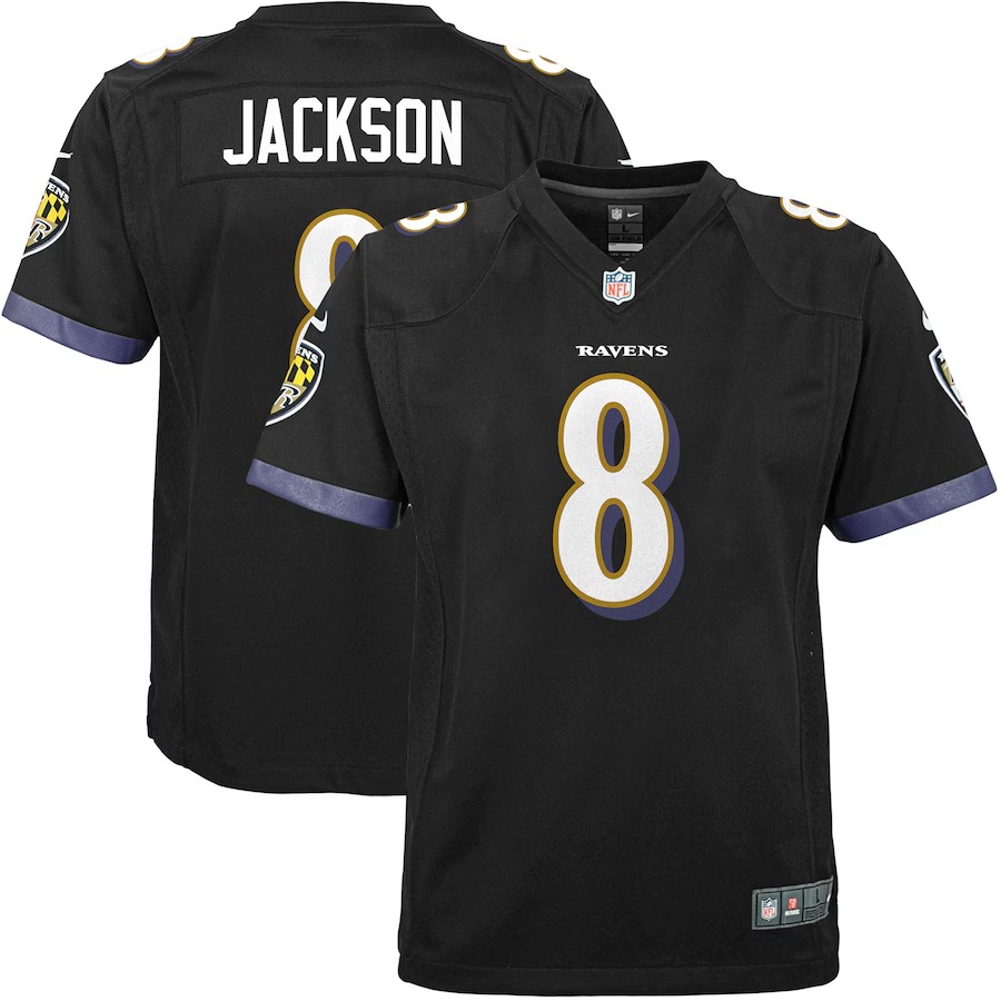 Youth Baltimore Ravens Lamar Jackson Nike Black Game Jersey - Puhuasuan