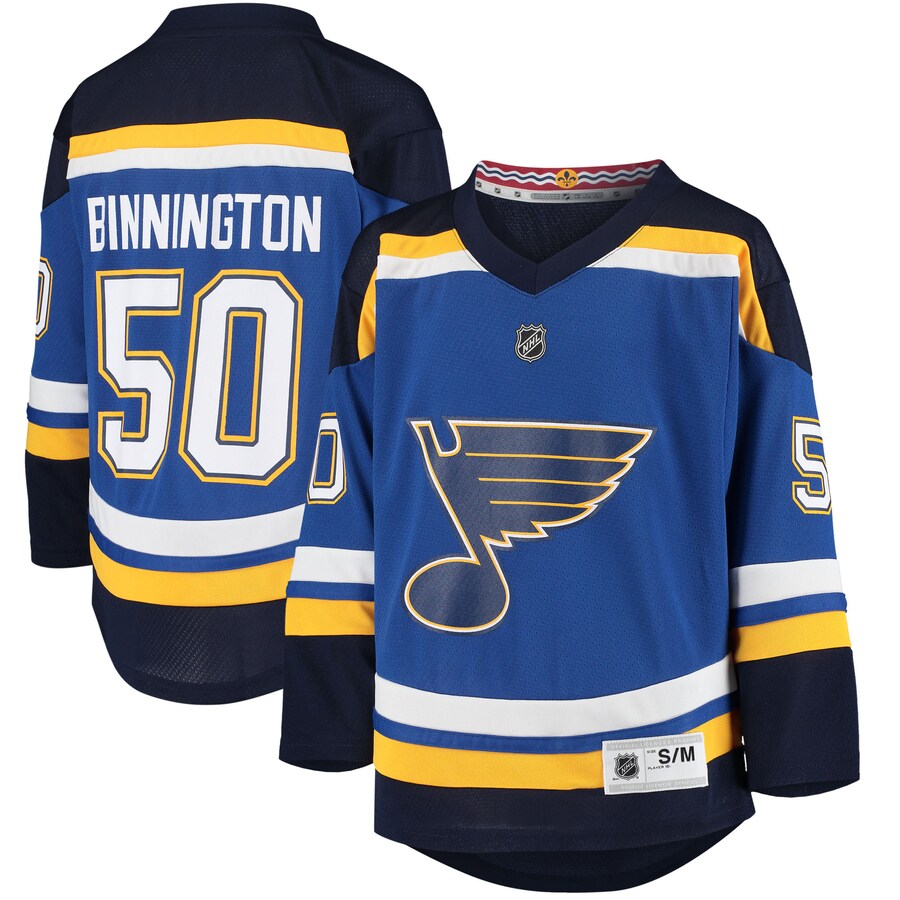 Youth St. Louis Blues Jordan Binnington Blue Home Replica Player Jersey - Puhuasuan