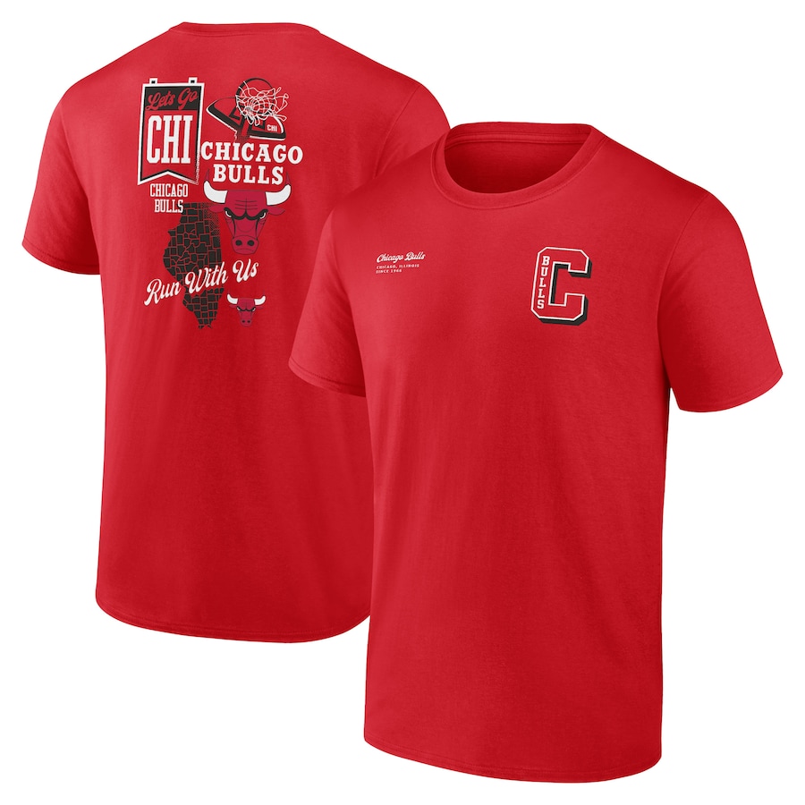 Men's Chicago Bulls Red Split Zone T-Shirt - Puhuasuan