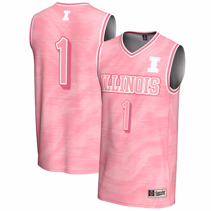 Youth GameDay Greats #1 Pink Illinois Fighting Illini Lightweight Basketball Jersey - Puhuasuan