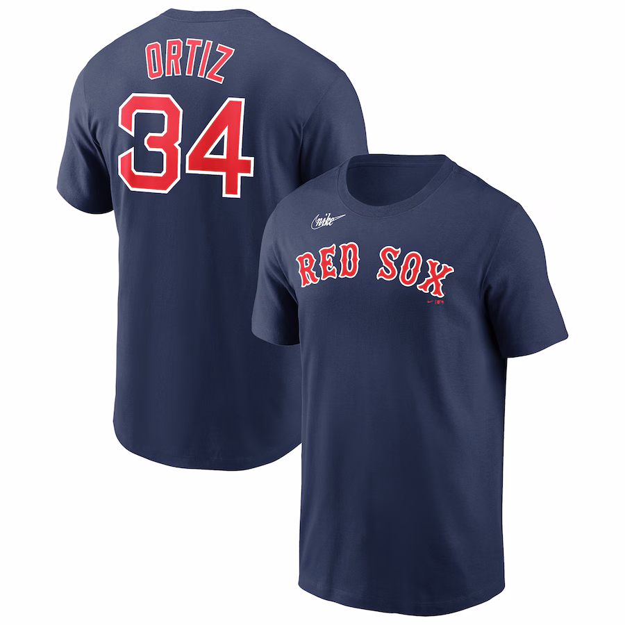 Men's Boston Red Sox David Ortiz Nike Navy Name & Number Logo T-Shirt - Puhuasuan