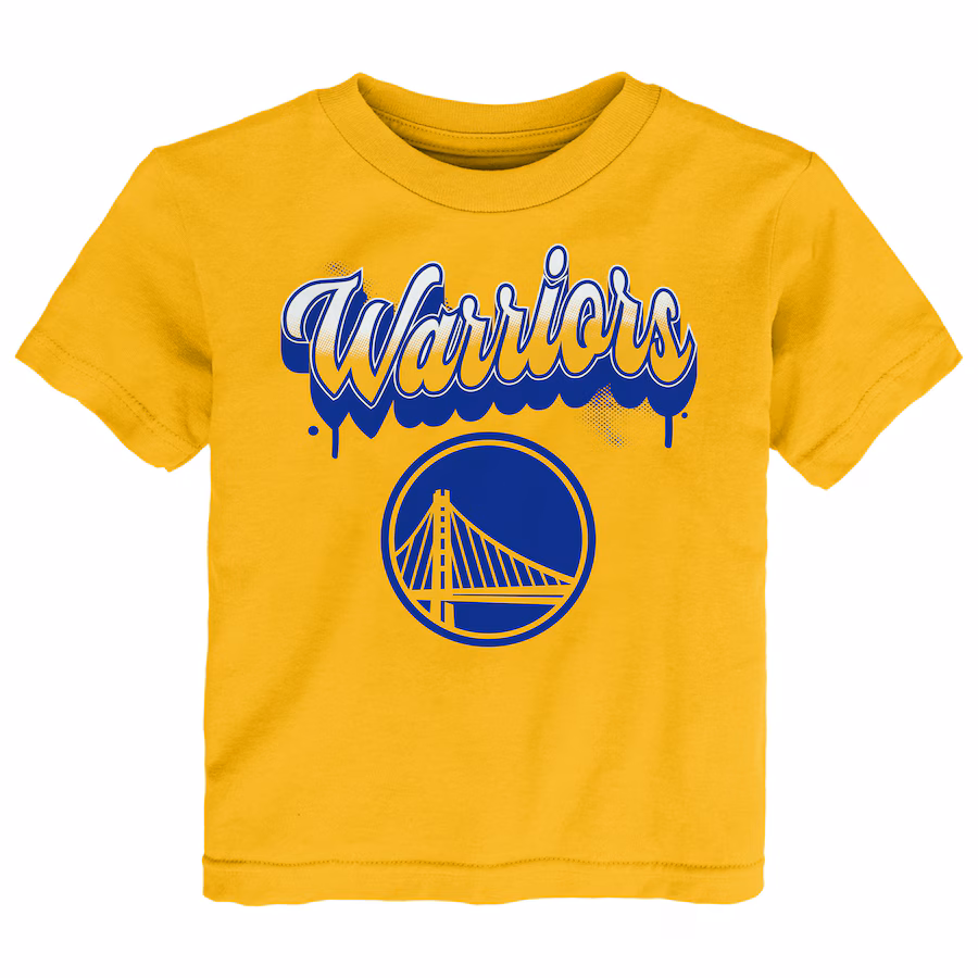 Youth Golden State Warriors  Gold Bubbly Script T-Shirt - Puhuasuan
