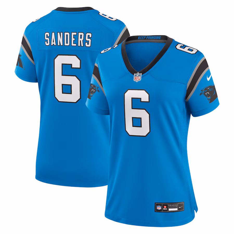 Women's Carolina Panthers Miles Sanders Nike Blue Team Game Jersey - Puhuasuan