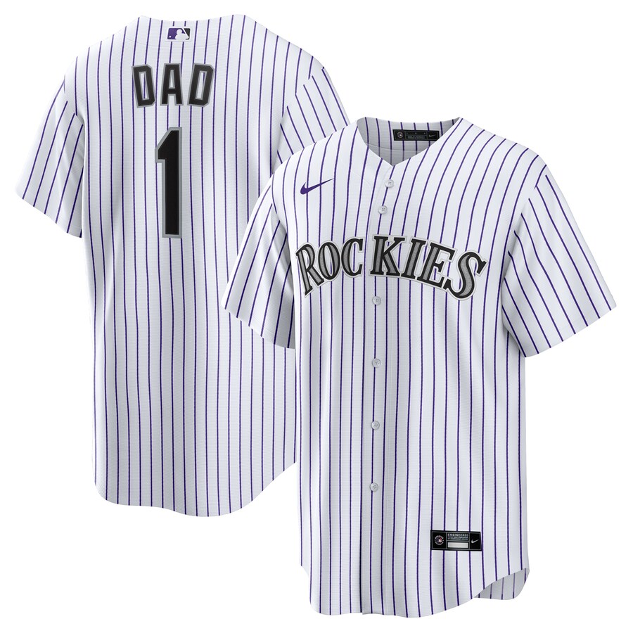 Men's Colorado Rockies Nike White #1 Dad Home Replica Jersey - Puhuasuan