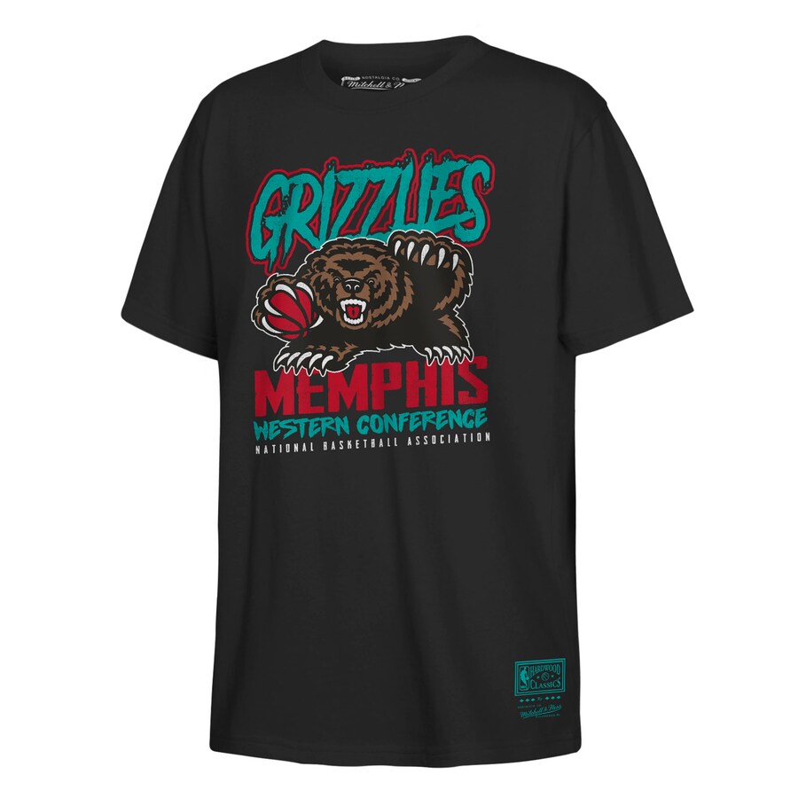 Youth Memphis Grizzlies Mitchell & Ness Black Retro Mascot Script T-Shirt - Puhuasuan