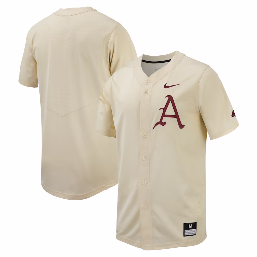 Arkansas Razorbacks Nike Replica Baseball Jersey - Cream - Puhuasuan