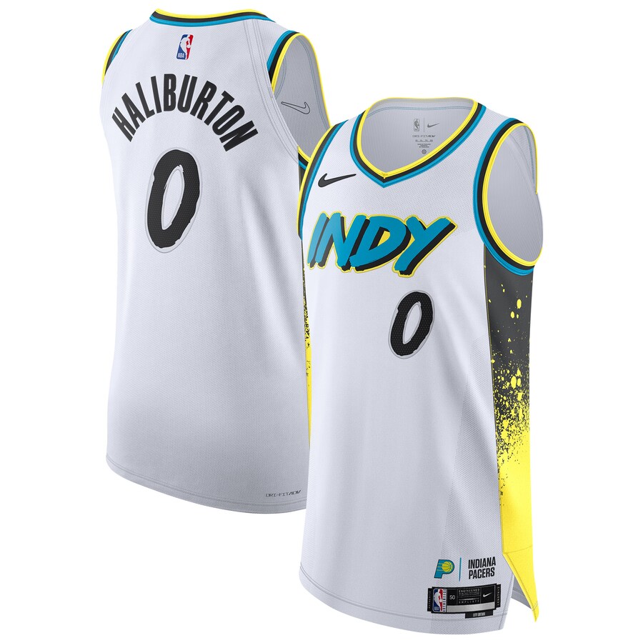 Men's Indiana Pacers Tyrese Haliburton Nike White 2024/25 Authentic Player Jersey - City Edition - Puhuasuan