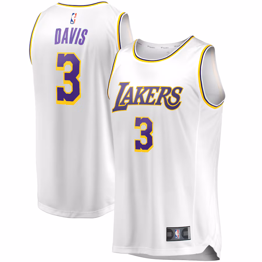 Men's Los Angeles Lakers Anthony Davis Fanatics White Fast Break Replica Player Jersey - Association Edition - Puhuasuan