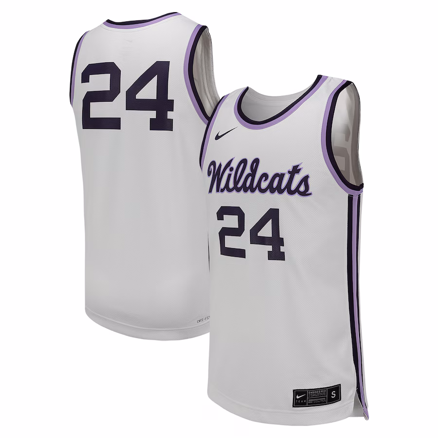#24 Kansas State Wildcats Nike Replica Basketball Jersey - White - Puhuasuan