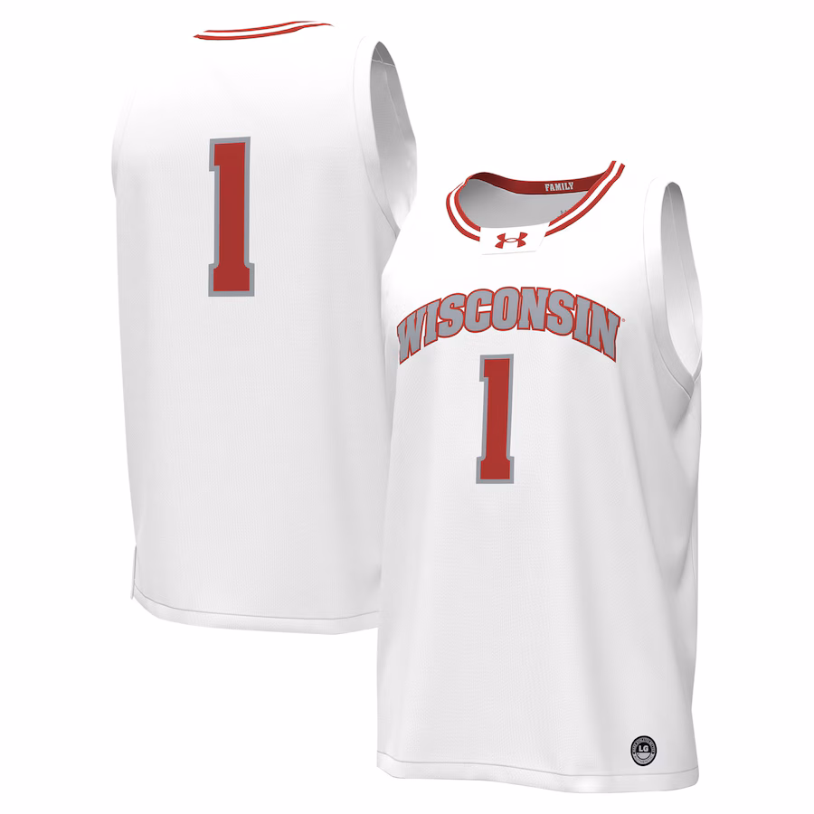 Men's Under Armour #1 White Wisconsin Badgers Replica Basketball Jersey - Puhuasuan