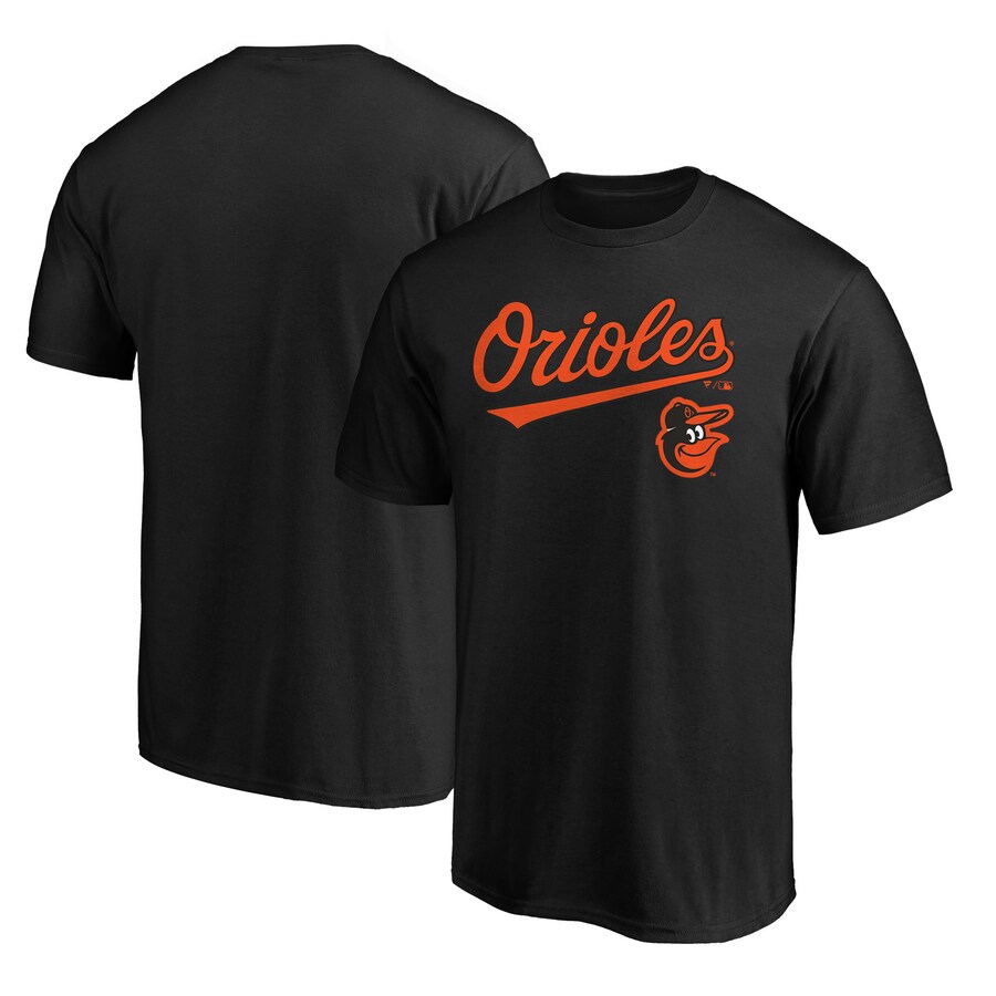 Men's Baltimore Orioles Black Team Lock Up Wordmark T-Shirt - Puhuasuan
