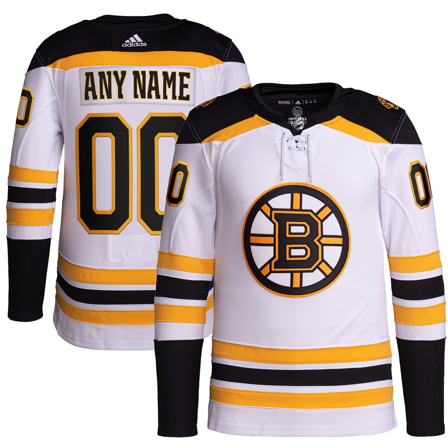 Men's Boston Bruins adidas White Away Primegreen Authentic Pro Custom Jersey - Puhuasuan