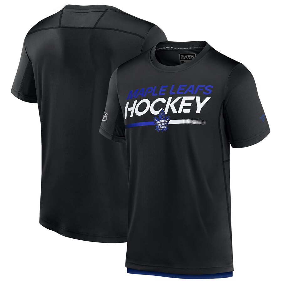 Men's Toronto Maple Leafs Fanatics Black Authentic Pro Tech T-Shirt - Puhuasuan