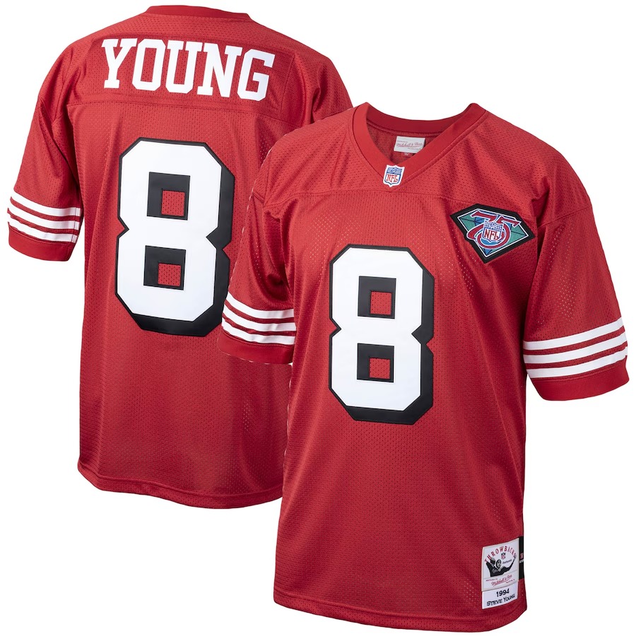 Men's San Francisco 49ers 1994 Steve Young Mitchell & Ness Scarlet Authentic Throwback Retired Player Jersey - Puhuasuan