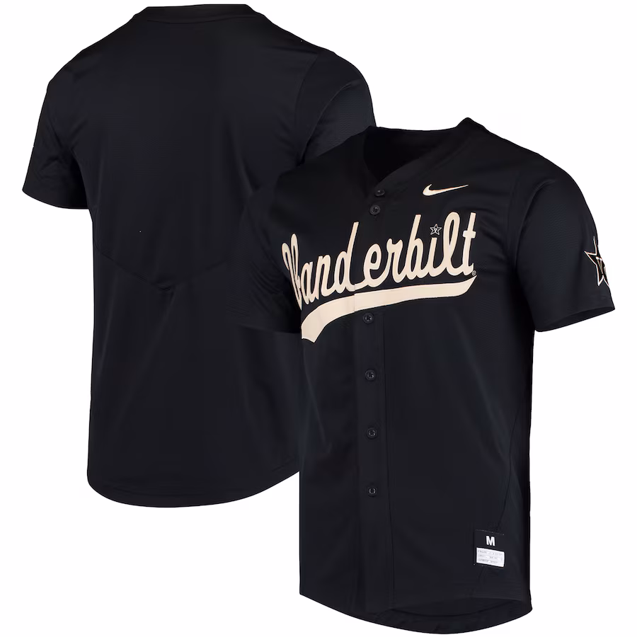 Men's Nike Black Vanderbilt Commodores Vapor Untouchable Elite Replica Full-Button Baseball Jersey - Puhuasuan