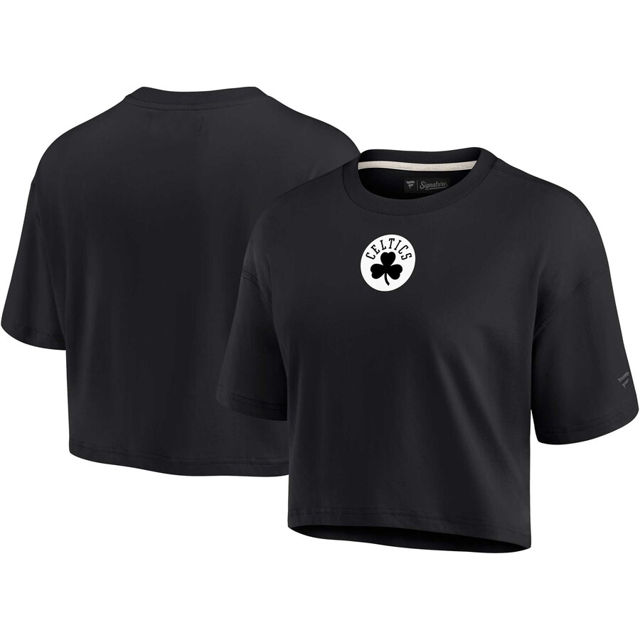 Women's Boston Celtics Fanatics Black Elements Super Soft Boxy Cropped T-Shirt - Puhuasuan