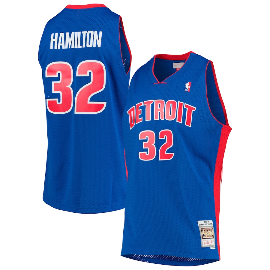 Men's Detroit Pistons Richard Hamilton Mitchell & Ness Blue 2003/04 Hardwood Classics Swingman Jersey - Puhuasuan