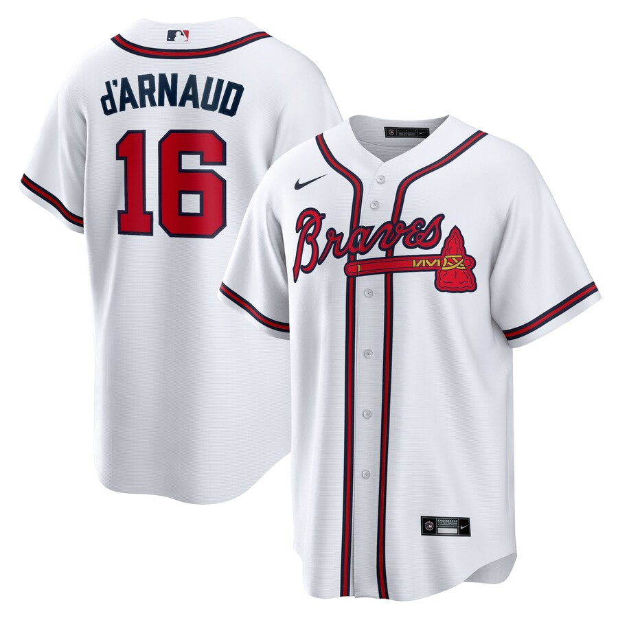 Men's Atlanta Braves Travis d'Arnaud Nike White Home Official Replica Player Jersey - Puhuasuan