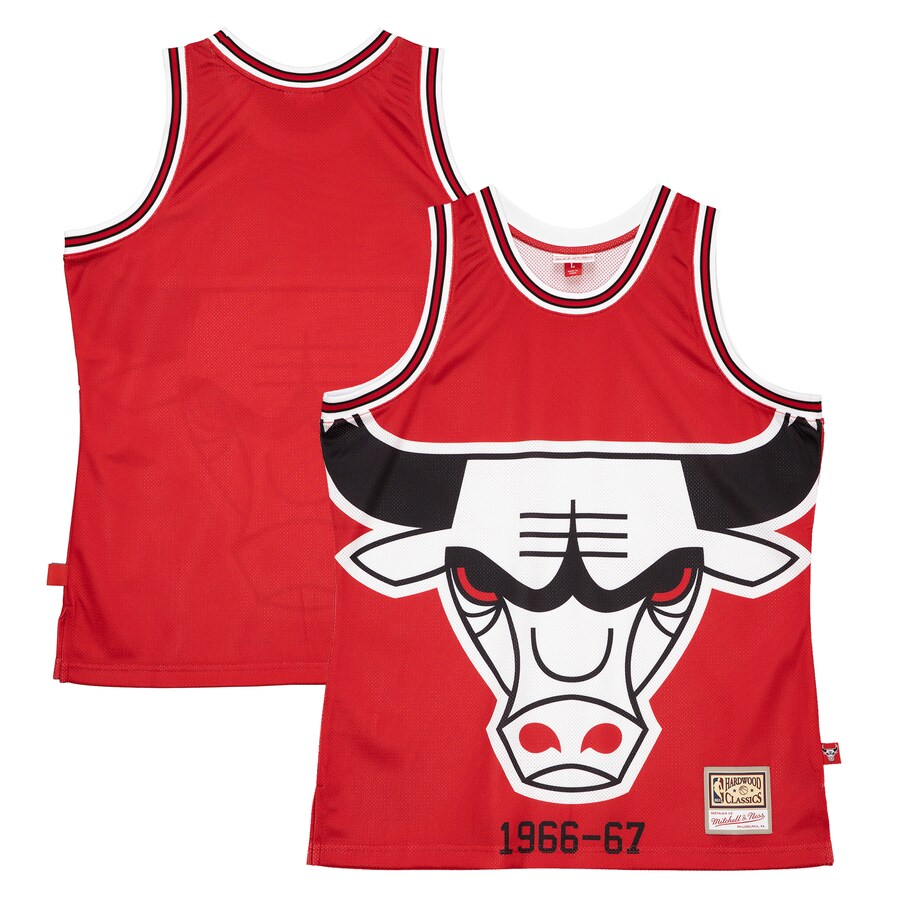 Men's Chicago Bulls  Mitchell & Ness Red Hardwood Classics Blown Out Fashion Jersey - Puhuasuan