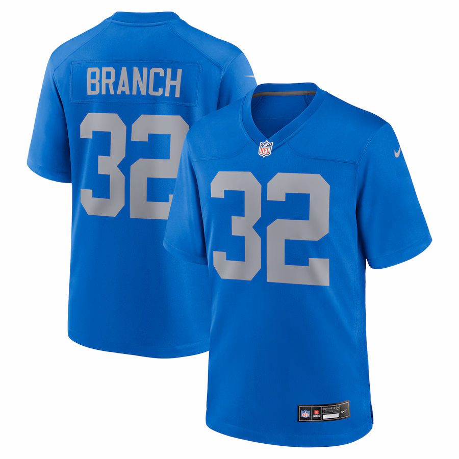 Men's Detroit Lions Brian Branch Nike Blue Alternate Game Jersey - Puhuasuan