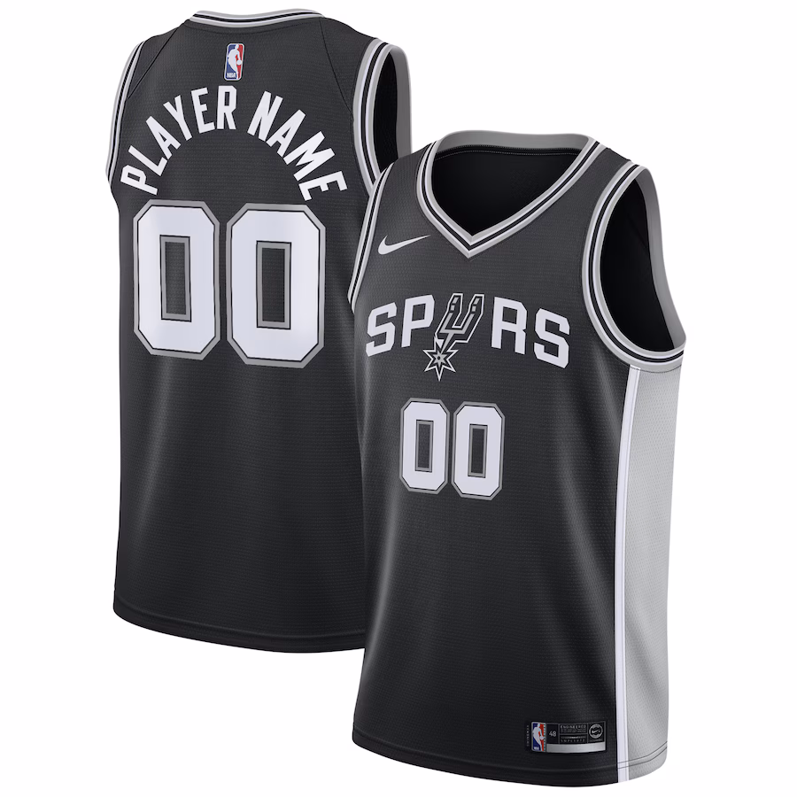Men's San Antonio Spurs Nike Black Swingman Custom Jersey - Icon Edition - Puhuasuan