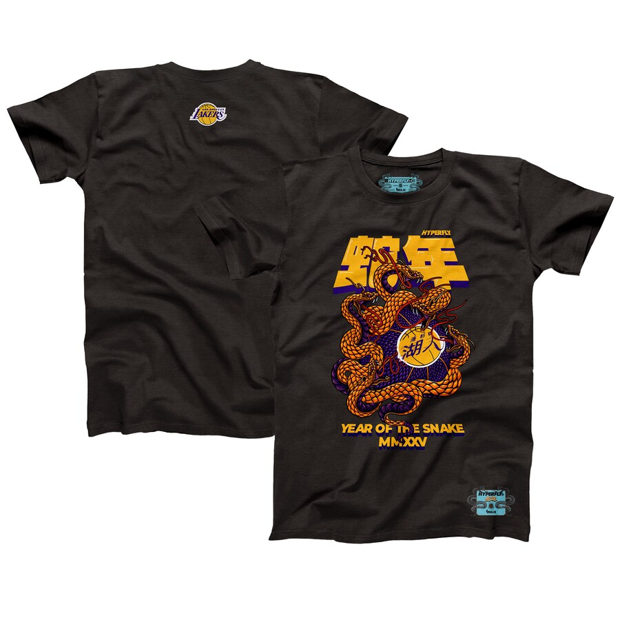Unisex Los Angeles Lakers NBALab x Hyperfly Heather Black Year of the Snake Lunar New Year Collection T-Shirt - Puhuasuan
