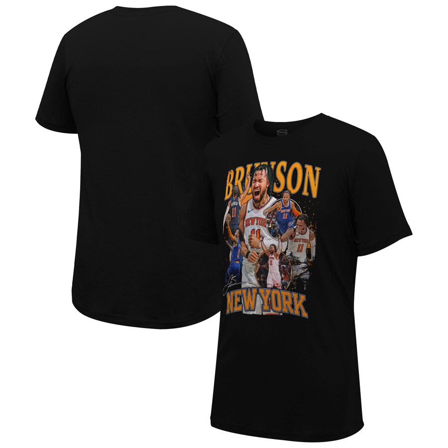 Unisex New York Knicks Jalen Brunson Stadium Essentials Black Player Crossroads T-Shirt - Puhuasuan