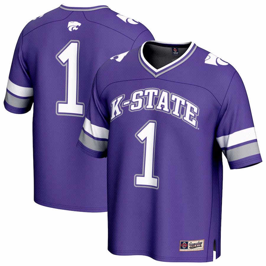 Youth GameDay Greats #1 Purple Kansas State Wildcats Lightweight Collegiate Football Fashion Jersey - Puhuasuan