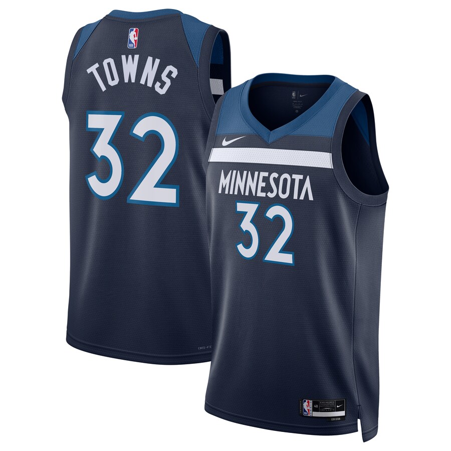 Unisex Minnesota Timberwolves Karl-Anthony Towns Nike Navy Swingman Jersey - Icon Edition - Puhuasuan