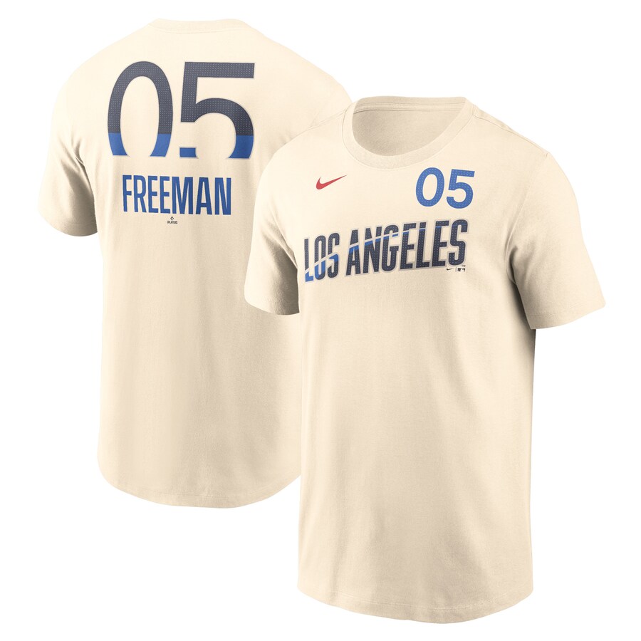 Men's Los Angeles Dodgers Freddie Freeman Nike Cream 2024 City Connect Fuse Name & Number T-Shirt - Puhuasuan