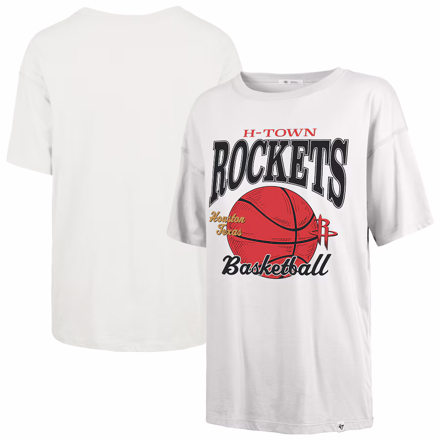 Women's Houston Rockets  '47 White City Edition Down Court Sadie T-Shirt - Puhuasuan
