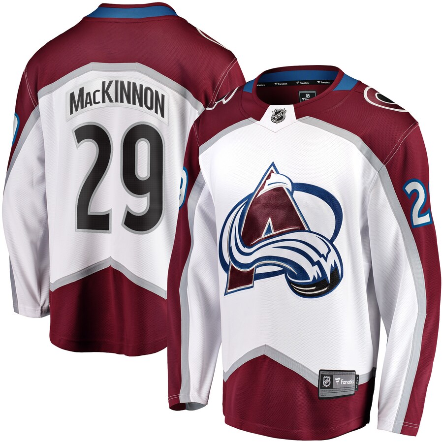Men's Colorado Avalanche Nathan MacKinnon Fanatics Branded White Away Premier Breakaway Player Jersey - Puhuasuan