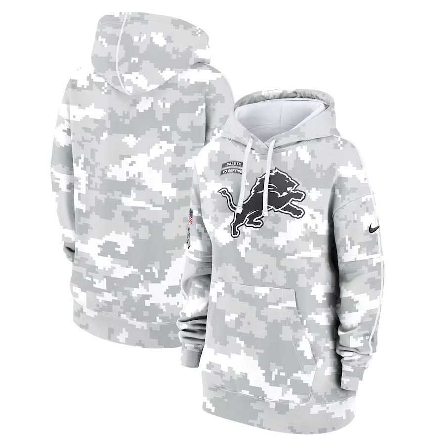 Men's Detroit Lions Nike Arctic Camo 2024 Salute to Service Club Fleece Pullover Hoodie - Puhuasuan