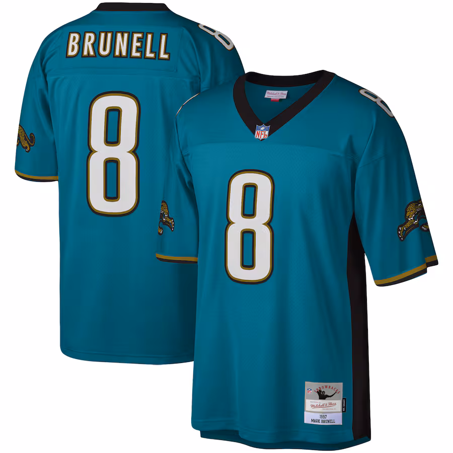 Men's Jacksonville Jaguars Mark Brunell Mitchell & Ness Teal Legacy Replica Jersey - Puhuasuan