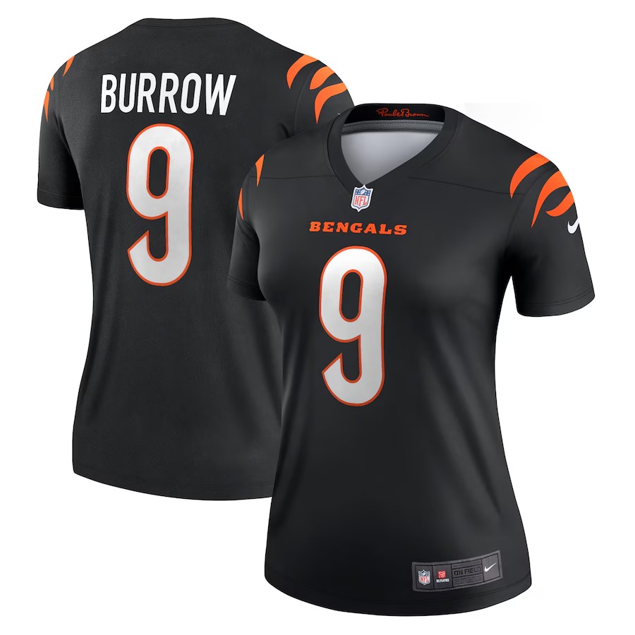 Women's Cincinnati Bengals Joe Burrow Nike Black Legend Player Performance Top - Puhuasuan
