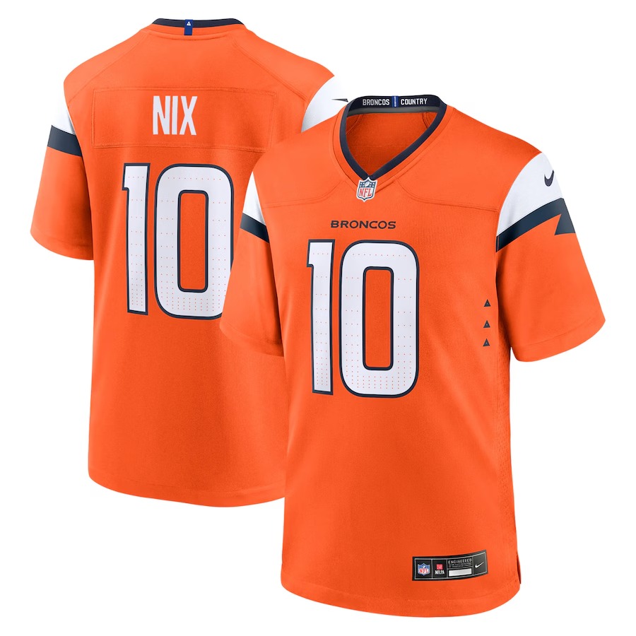Youth Denver Broncos Bo Nix Nike Orange Team Game Jersey - Puhuasuan