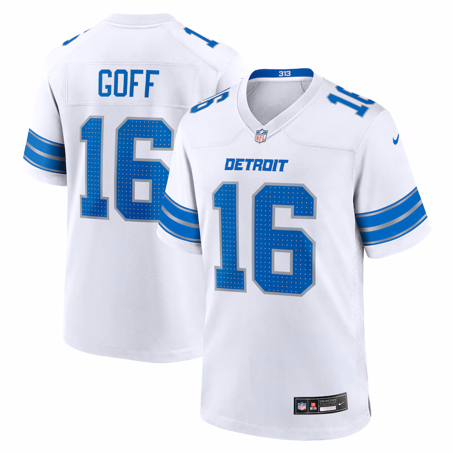 Men's Detroit Lions Jared Goff Nike White Game Jersey - Puhuasuan