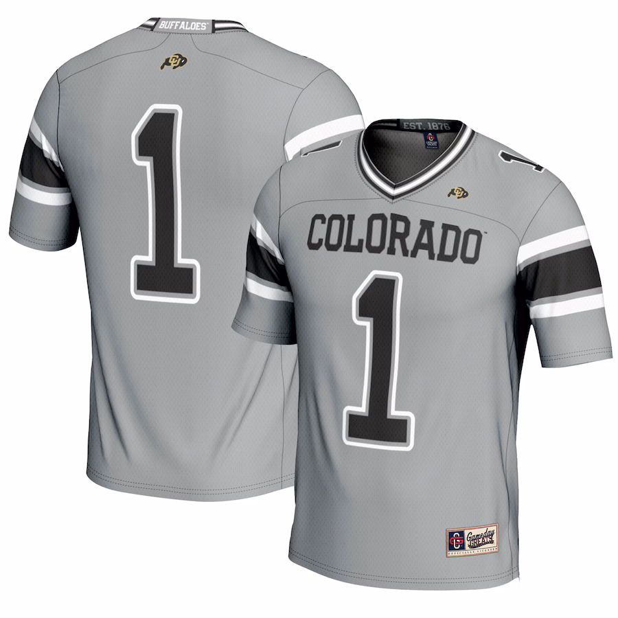 Men's GameDay Greats #1 Gray Colorado Buffaloes Endzone Football Jersey - Puhuasuan