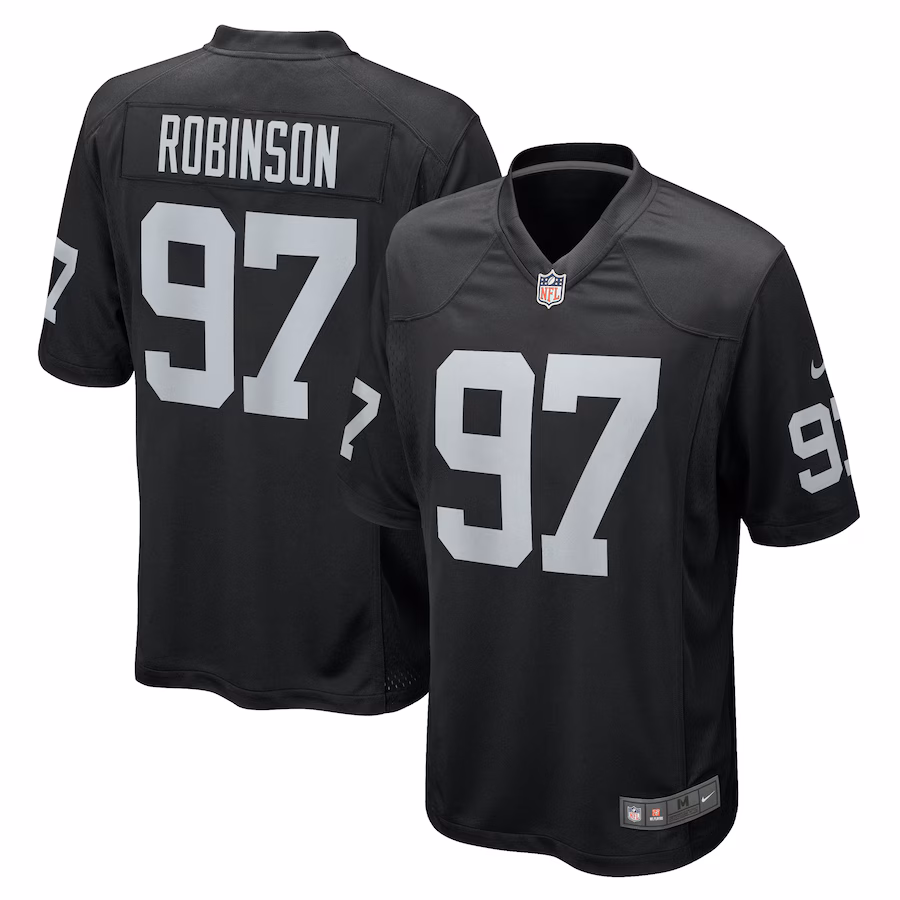 Men's Las Vegas Raiders Janarius Robinson Nike  Black Team Game Jersey - Puhuasuan
