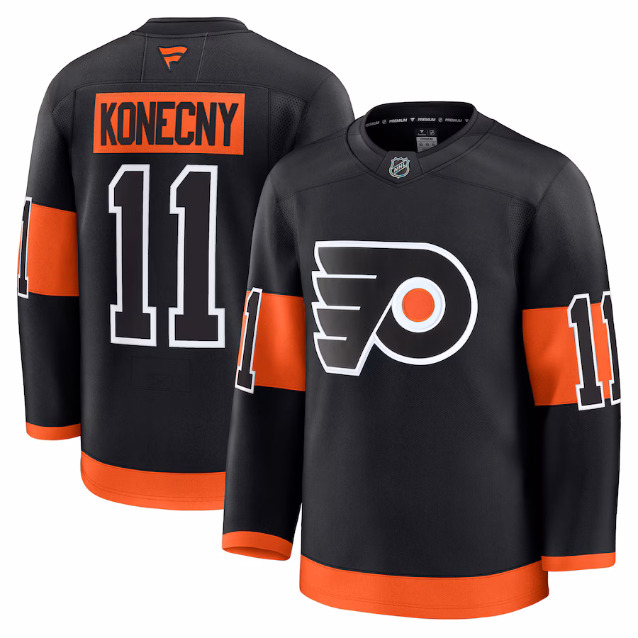 Men's Philadelphia Flyers Travis Konecny Fanatics Black Alternate Premium Jersey - Puhuasuan