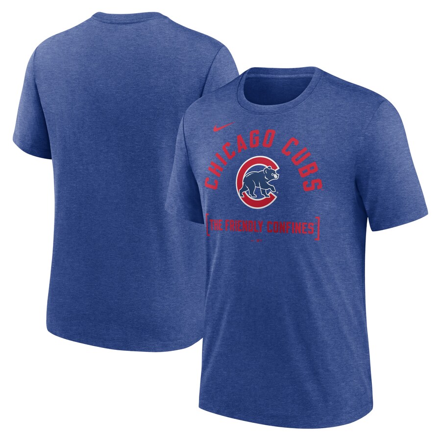 Men's Chicago Cubs Nike Heather Royal Swing Big Tri-Blend T-Shirt - Puhuasuan