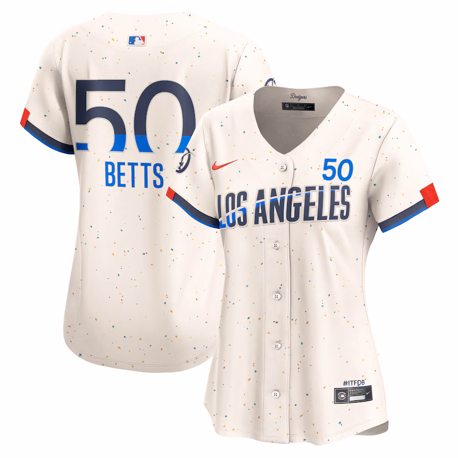 Women's Los Angeles Dodgers Mookie Betts Nike Cream 2024 City Connect Limited Player Jersey - Puhuasuan