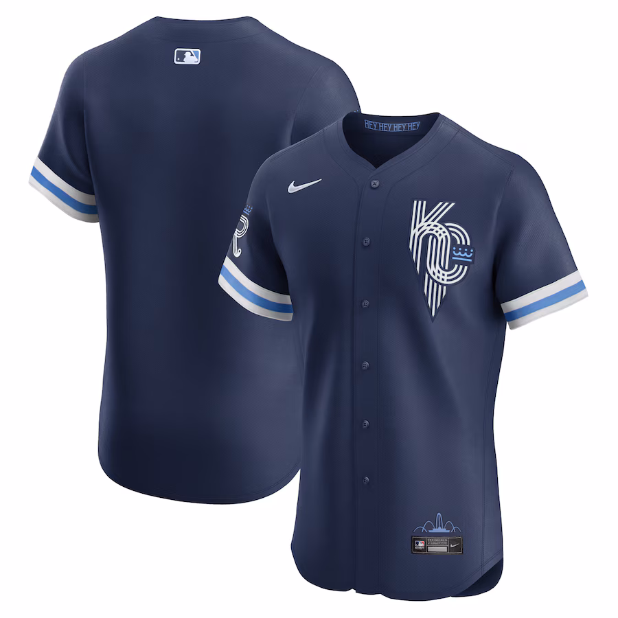 Men's Kansas City Royals  Nike Navy City Connect Elite Jersey - Puhuasuan