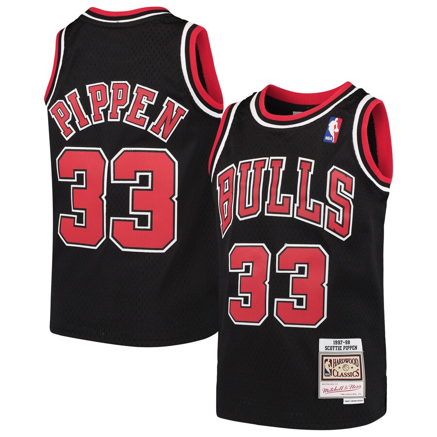 Youth Chicago Bulls Scottie Pippen Mitchell & Ness Black Hardwood Classics Swingman Throwback Jersey - Puhuasuan